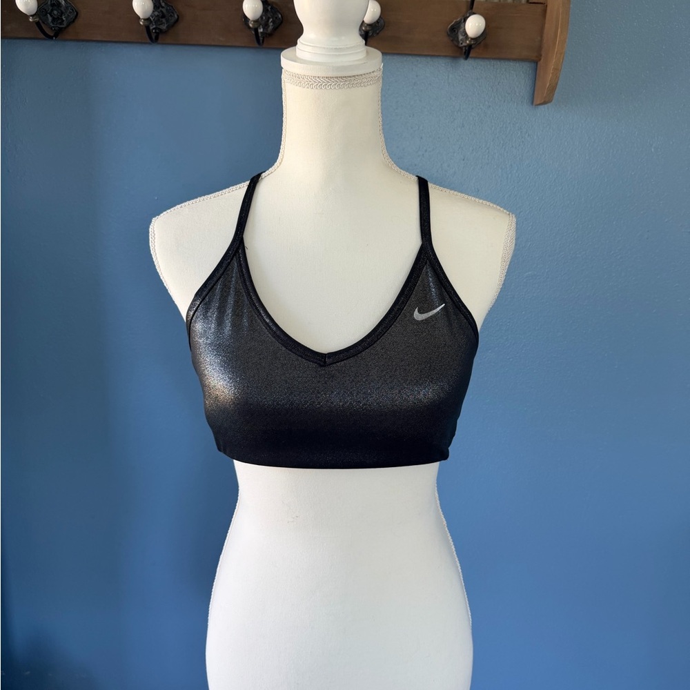 Nike Black Shimmer V-Neck Sports Bra